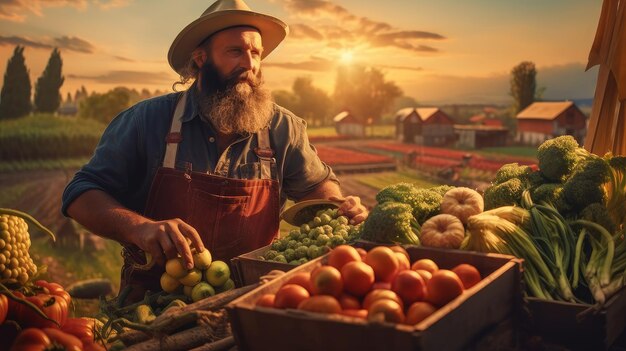 Farmer harvested vegetables