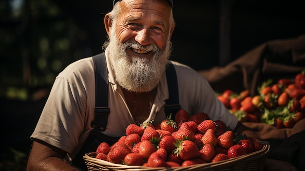 Farmer Harvesting Apples Basket in Hand