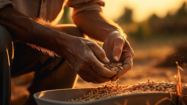 farmer harvests wheat in the field Agriculture business harvestAIGenerative AI