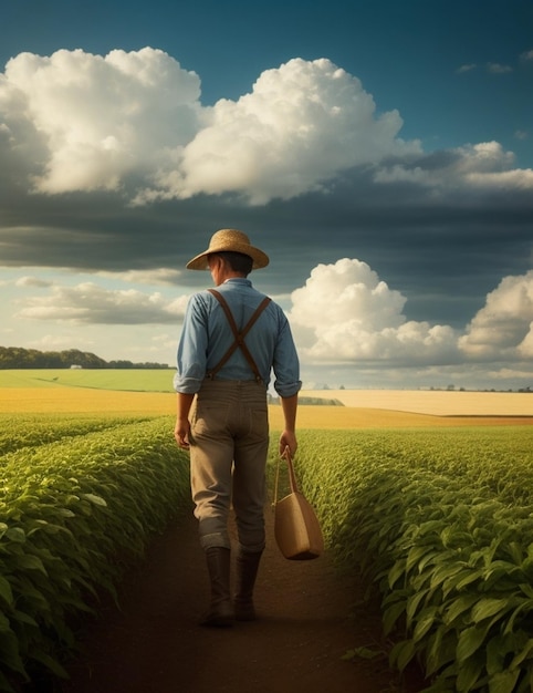 A farmer in his fields