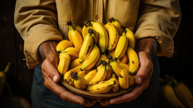 Farmer holding banana fruit