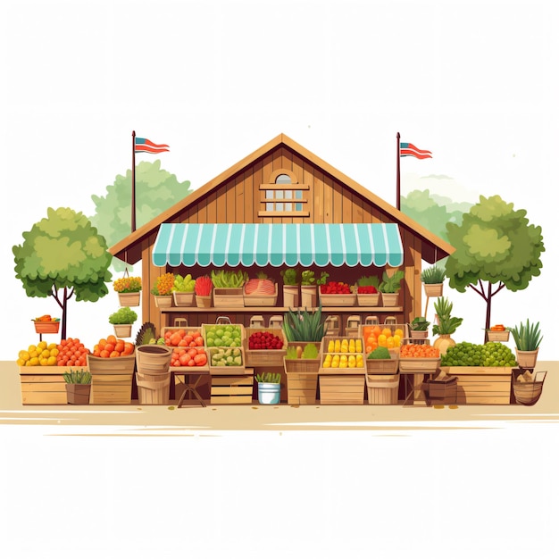 Photo farmer market clipart isolated on a white background