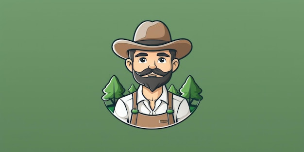 Farmer mascot for a company logo line art Generative AI