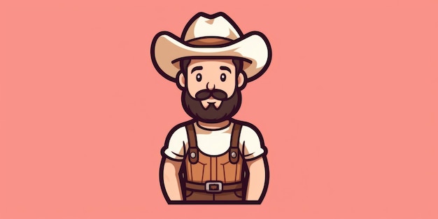 Farmer mascot for a company logo line art Generative AI