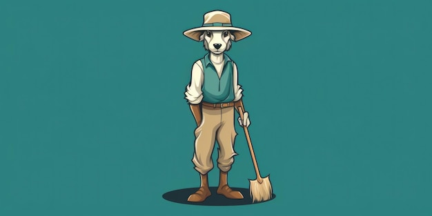 Farmer mascotte voor een bedrijfslogo lijntekeningen Generatieve AI