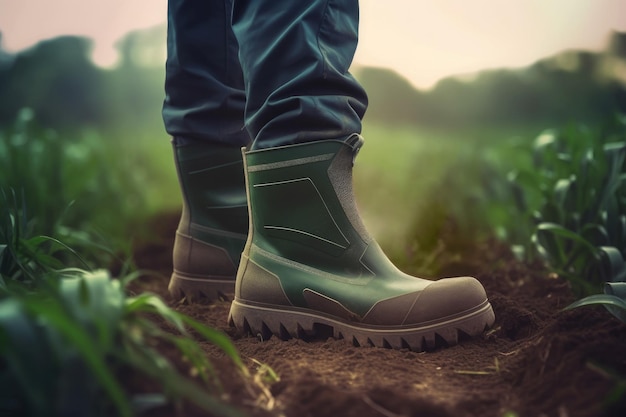 Farmer rubber boots soil Generate Ai