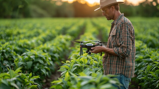 Farmer Using A Drone To Assess Storm Damage Wallpaper