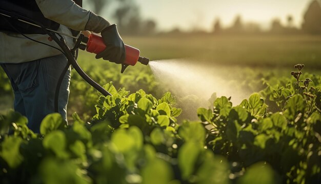 Foto agricoltore che innaffi le verdure