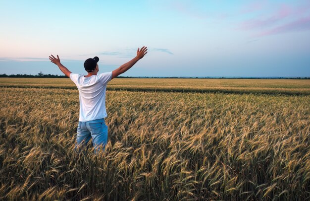 Farmer in a wheat field.
