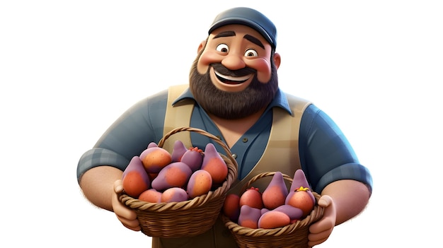 Фермер с корзиной свежесобранных яиц