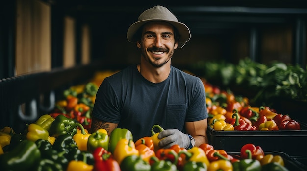 Farmer woman grows tomatoes