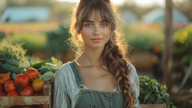 farmer woman harvesting