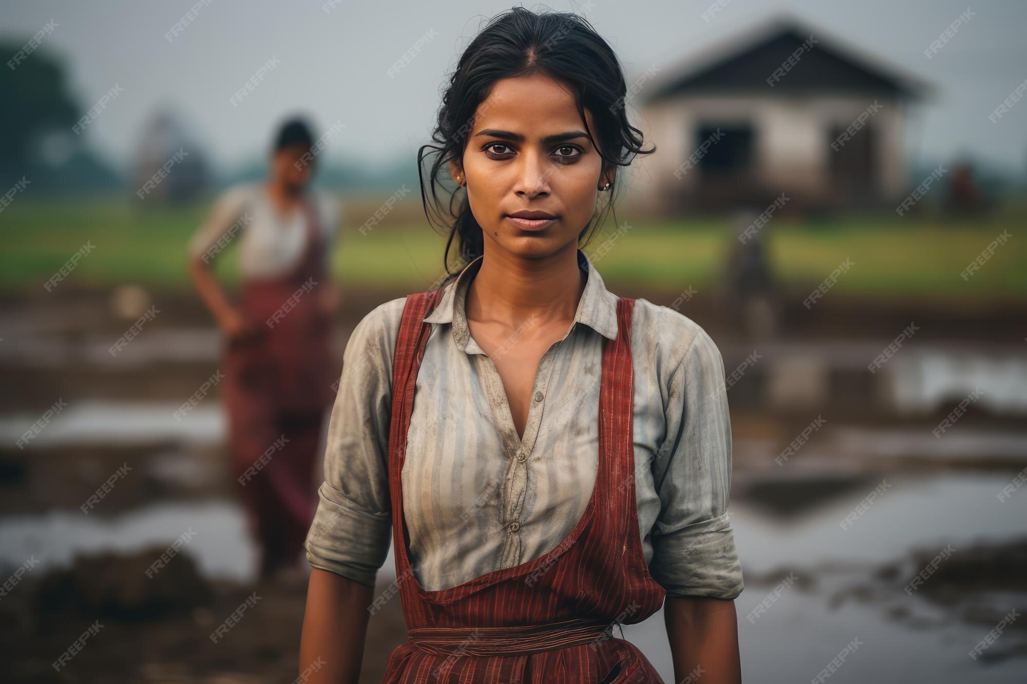 Premium AI Image | Farmer worker Indian woman standing in front of