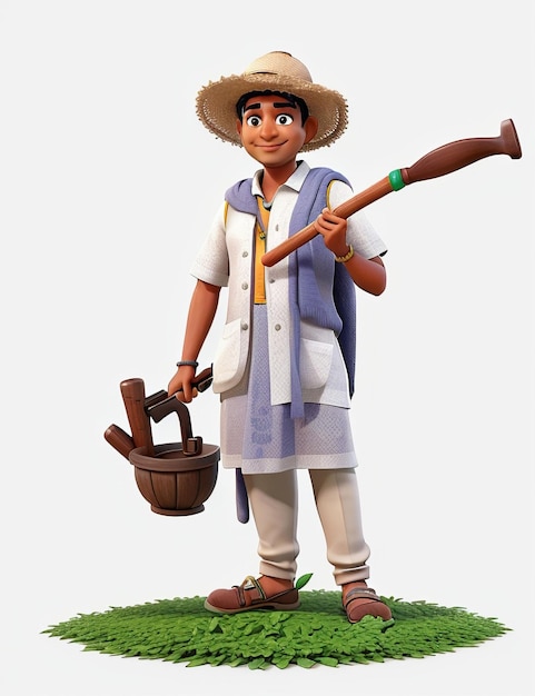 Farmer Working On The Cultivate Land