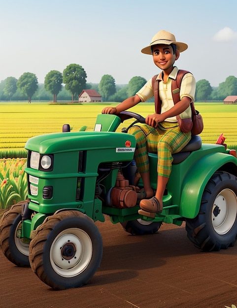 Farmer working on the Field Illustration