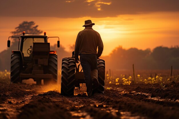 A farmer working on the field