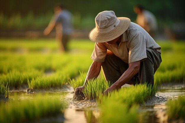 farmers grow rice