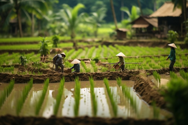 farmers grow rice