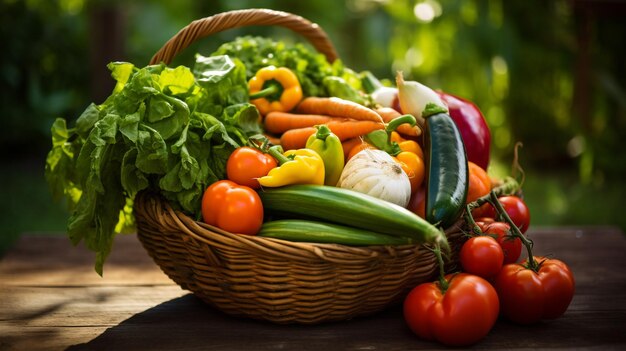 Photo farmers market organic vegetables in a basket