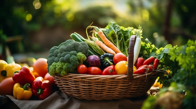 Farmers market organic vegetables in a basket