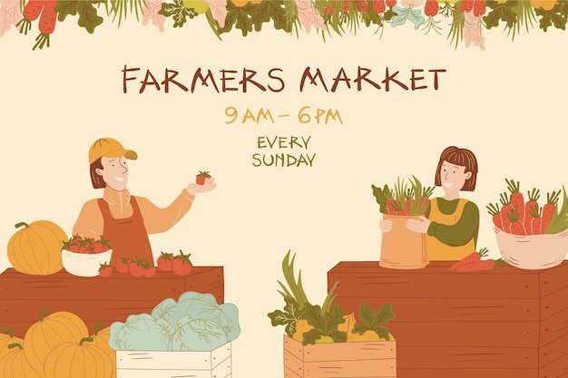 farmers market promo vector poster