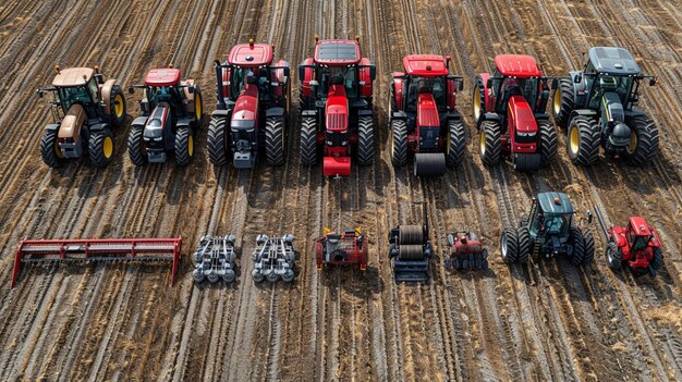 Photo a farmers notill equipment lineup including background