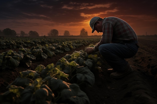 Photo farmers plant vegetable seeds