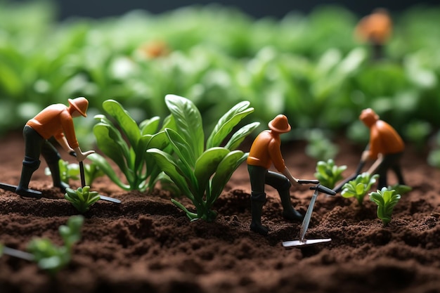 農民が野菜の種を植える