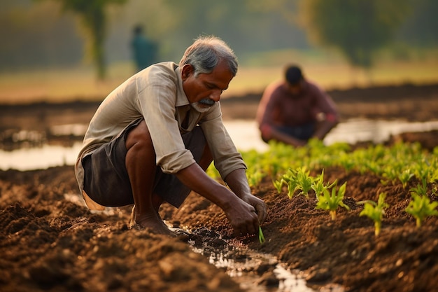 farmers plant vegetable seeds