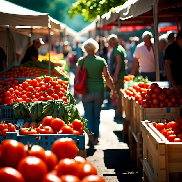 A farmers red fresh tomatoes market red tomatoes background