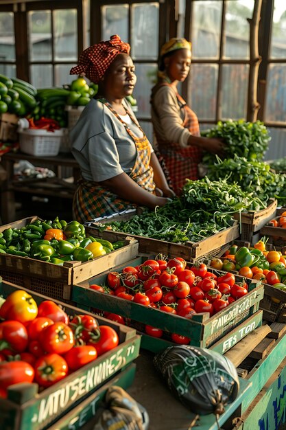 Photo farmers selling fresh vegetables at a community market in so traditional and culture market photo