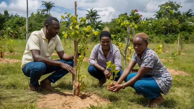 Farmers and their advisors is monitoring the growth of trees in the plots