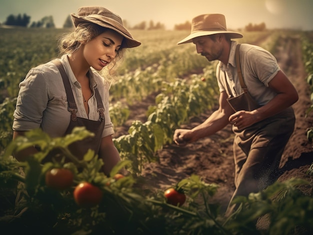 Farmers working on field