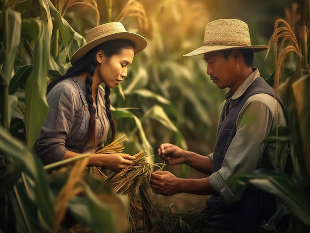 Farmers working on field