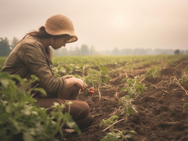 Farmers working on field