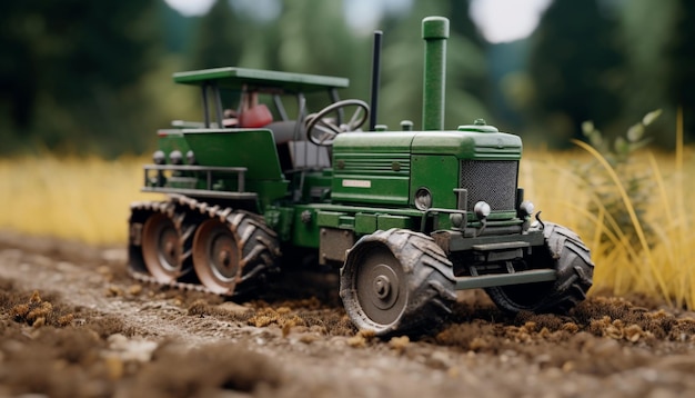 Farmers working outdoors planting seeds harvesting crops using agricultural machinery generated by artificial intelligence