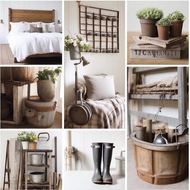 Farmhouse Charm Rustic Moodboard