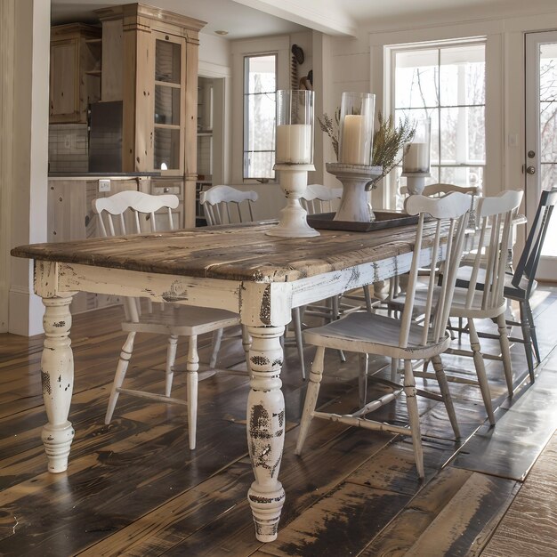 Farmhouse Table with Distressed Finish