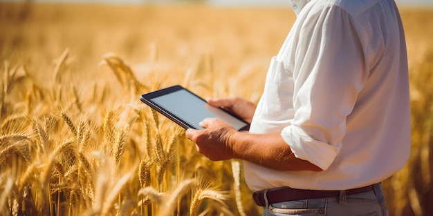 Farming activity portrait farmer farm business rye wheat farmer checking corn