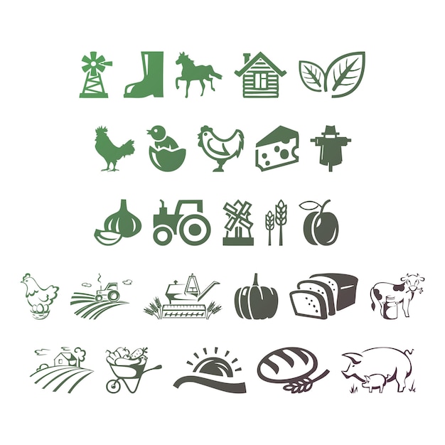 farming set items gradient effect photo jpg vector set