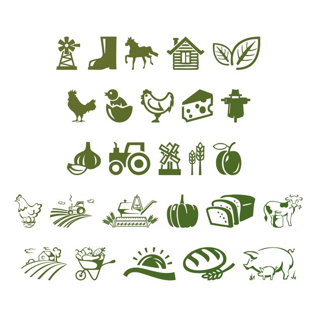 farming set items gradient effect photo jpg vector set