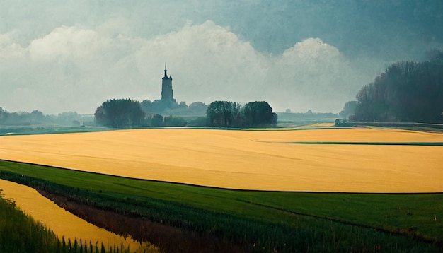 Foto campagna di campo di terreni agricoli con cielo nuvoloso