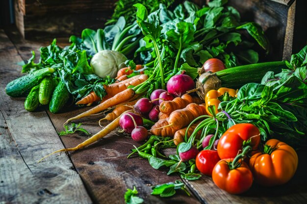 Photo farmtotable vegetables a composition featuring freshly harvested vegetables