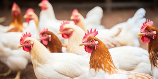 Farmyard Chickens in the Early Morning