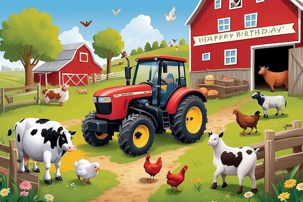 Photo farmyard fun birthday card