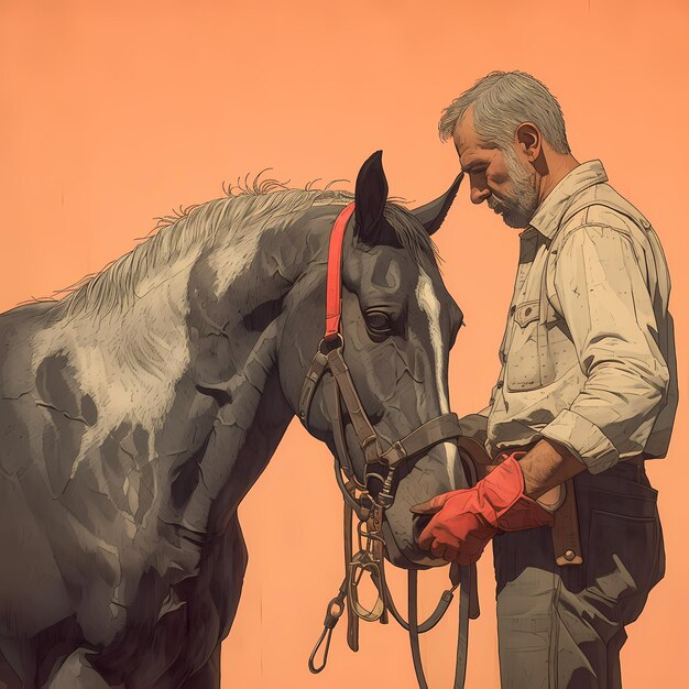 Photo farrier at work a scene of rural craftsmanship