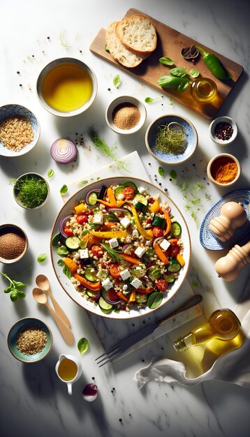 Farro Salad with Roasted Vegetables and Feta