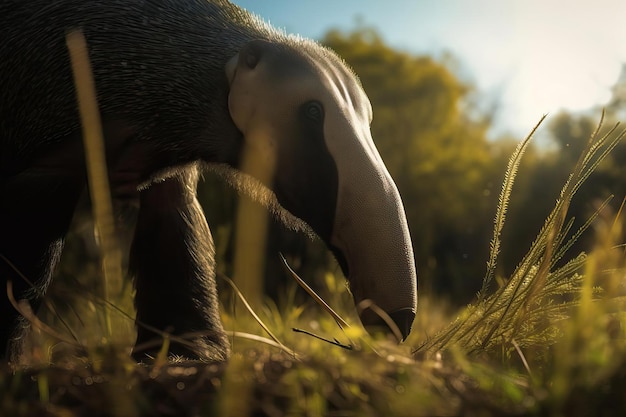 Fascinating Giant Anteater Foraging in the South American Grasslands