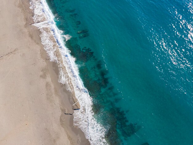 fascinating view of sea and coast with aerial drone