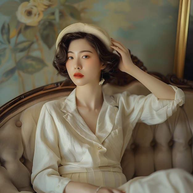 Photo fashinable korean 40s model classic design photo realism realistic photo